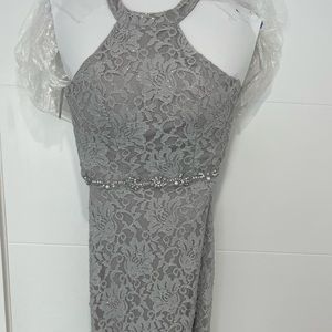 City Studios Juniors' Glitter Maxi Dress Gray